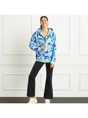 Hill House The Allie Zip Up Ocean Kaleidoscope Hooded Jacket Sweatshirt XL NWT